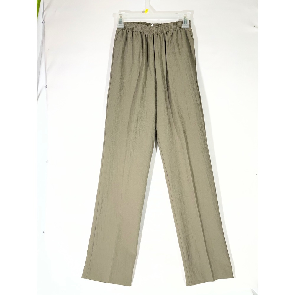 VTG Regal 2Piece Pantsuit Women Green/White Sz 8/M Striped Collar Button Up - Picture 4 of 12